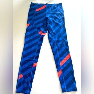 NIKE BLUE AND ORANGE LEGGINGS